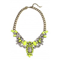 Anastasia Neon Yellow Floral Crystal Bib Necklace